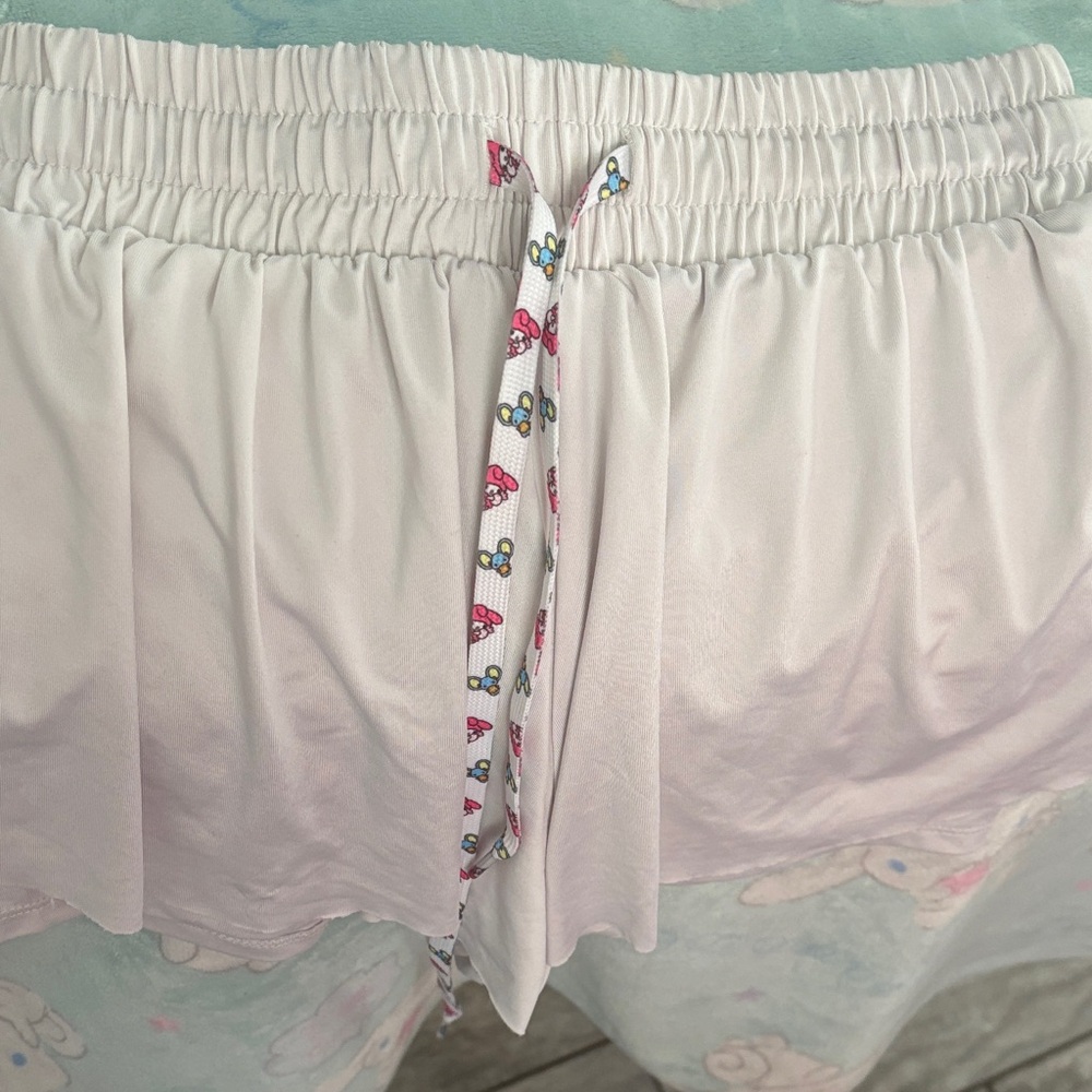 White Women's Athletic Shorts w/ Sanrio Drawstring